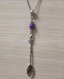 Vintage Cross Crown Teaspoon Spoon Pendant Mix Beads Collar Charm Necklace
