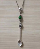 Vintage Cross Crown Teaspoon Spoon Pendant Mix Beads Collar Charm Necklace