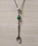 Vintage Cross Crown Teaspoon Spoon Pendant Mix Beads Collar Charm Necklace