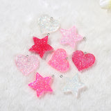 12Pcs Glitter Heart Star Charms DIY Jewelry Pendant Keychain Accessories