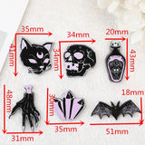 12Pcs Halloween Charms Punk Witches Crafts Skull Hand Cat Bat Crystal Acrylic