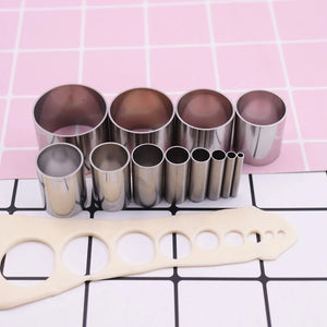 12Pcs Hole Hollow Punch Cutter Stainless Steel Round Circle Ring Clay Cutters 