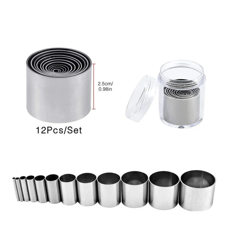 12Pcs Hollow Punch Cutter Set with Storage for CASE Stainless Steel