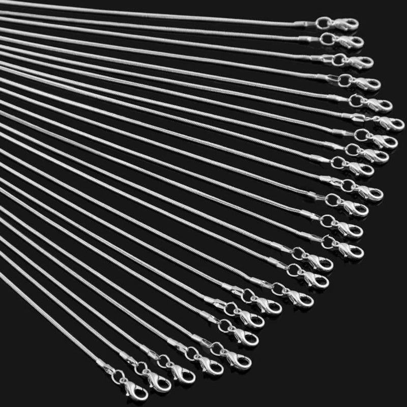 12Pcs 1.2mm 45-60cm High Snake Chain Necklace Lobster Jewelry Findings