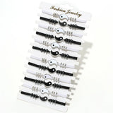 12Pcs Yin Yang Braided Rope Bracelet Set for Women Men