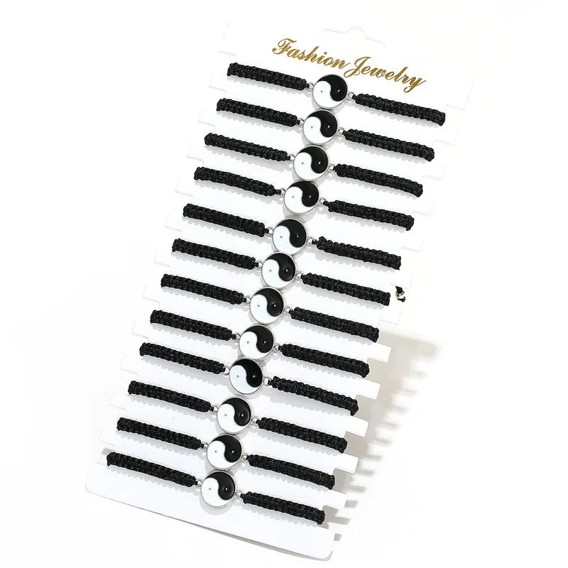 12Pcs Yin Yang Braided Rope Bracelet Set for Women Men