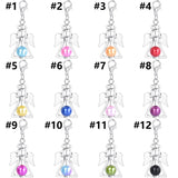 12Pcs Mix Colors Flying Angel Wings Bead Charms Lobster Clasp Diy Metal Pendant
