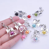 12Pcs Mix Colors Flying Angel Wings Bead Charms Lobster Clasp Diy Metal Pendant