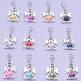 12Pcs Mix Colors Flying Angel Wings Bead Charms Lobster Clasp Diy Metal Pendant