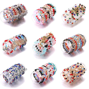 12Pcs Mixed Beaded Bracelet Resin Women Opal Natural Stone Jewelry