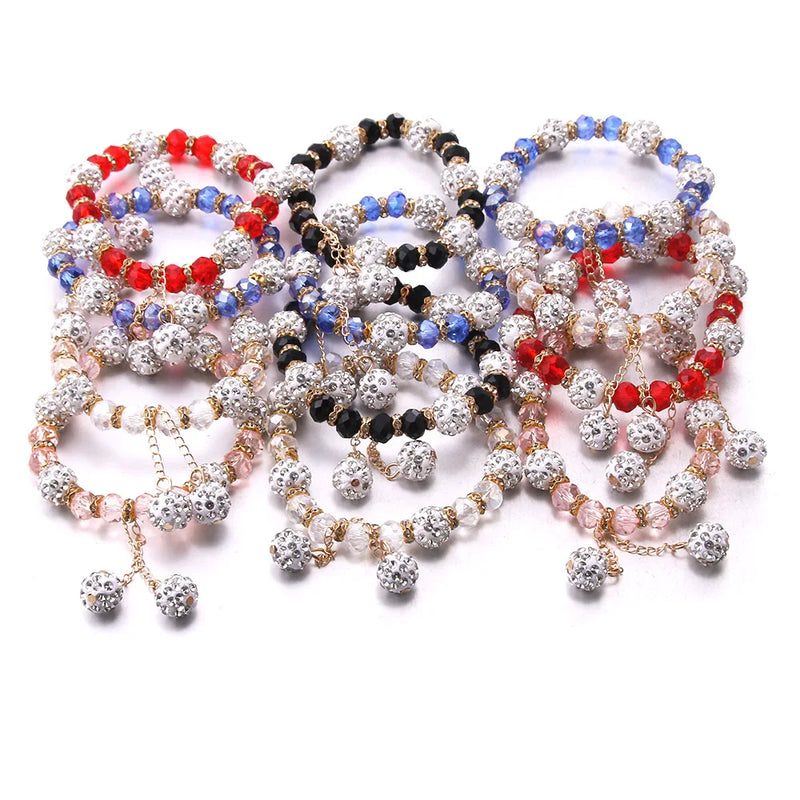 12Pcs/Lot Mixed Bracelet Women Beaded Elasticity Small Gift