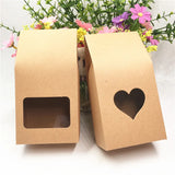 12Pcs Retro Cardboard Candy Gift Bag With PVC Clear Window 8x5x16cm