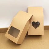12Pcs Retro Cardboard Candy Gift Bag With PVC Clear Window 8x5x16cm