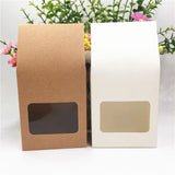 12Pcs Retro Cardboard Candy Gift Bag With PVC Clear Window 8x5x16cm