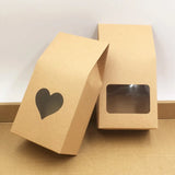 12Pcs Retro Cardboard Candy Gift Bag With PVC Clear Window 8x5x16cm