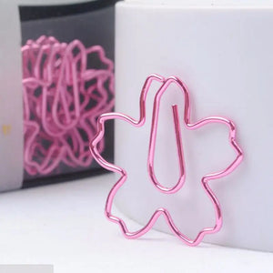 12Pcs Sakura Paper Clips Pink Plated Metal Memo Clip Cherry Blossoms Box Clips