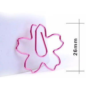 12Pcs Sakura Paper Clips Pink Plated Metal Memo Clip Cherry Blossoms Box Clips