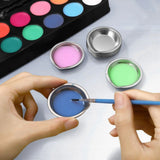 12Pcs Makeup Palette Stainless Steel Small Round Paint Tray Artist Watercolours