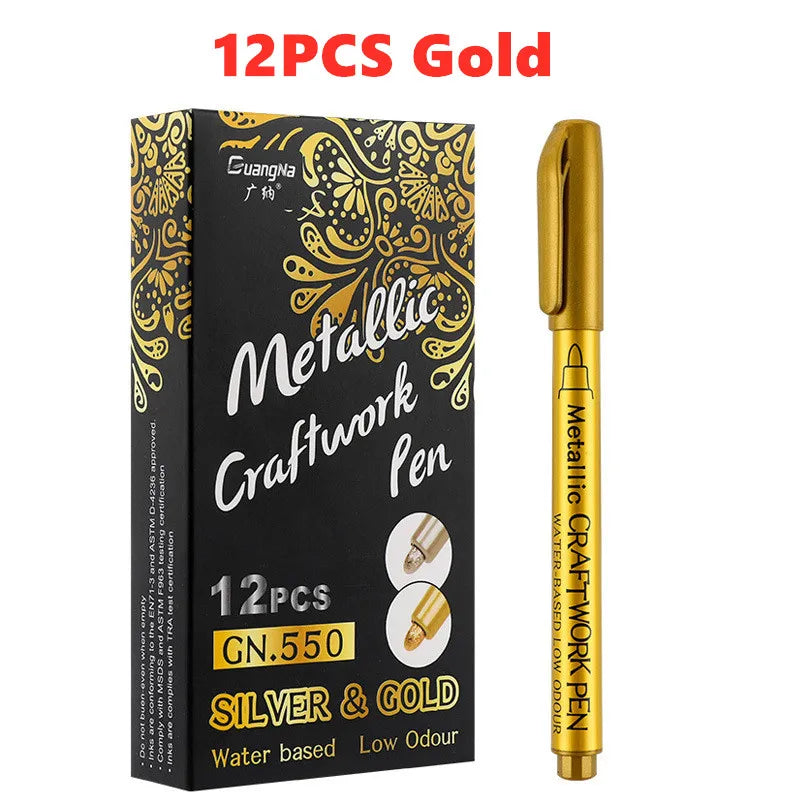 12Pcs Waterproof Permanent Silver Marker Pen for Epoxy Resin Molds