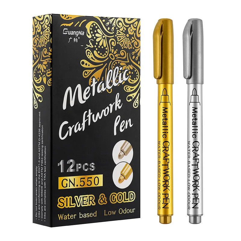 12Pcs Waterproof Permanent Silver Marker Pen for Epoxy Resin Molds
