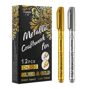 12Pcs Waterproof Permanent Silver Marker Pen for Epoxy Resin Molds