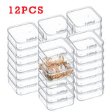 12Pcs Mini Transparent Plastic Jewelry Storage Box Case for Earrings Ring