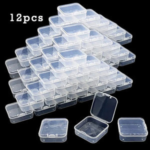12Pcs Mini Transparent Plastic Jewelry Storage Case Earrings Ring Container Box