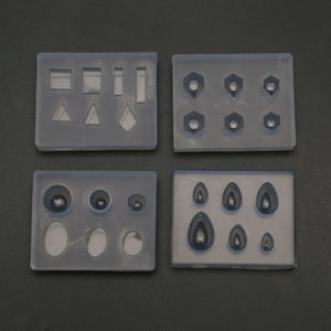 12Pcs Mini Diamond Crystal Resin Mold Nail Art Oval Round Gemstone Molds