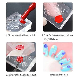 12Pcs Mini Nail Art Silicone Mold Leaves Flower Animals Resin Mold