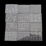 12Pcs Mini Nail Art Silicone Mold Leaves Flower Animals Resin Mold