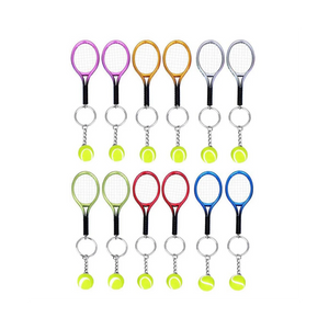 12Pcs Mini Tennis Racket Keychain Key Ring for Sport Team