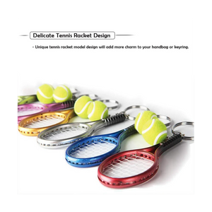 12Pcs Mini Tennis Racket Keychain Key Ring for Sport Team