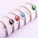 12Pcs Enamel Conch Charm Bracelet Macrame Women Jewelry