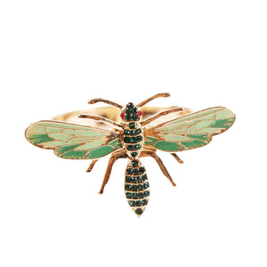 12Pcs Green Insect Napkin Ring Holder Diamond Buckle