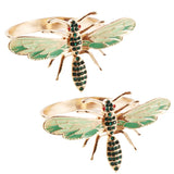 12Pcs Green Insect Napkin Ring Holder Diamond Buckle