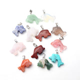 12Pcs Natural Stone Healing Reiki Crystal Pendant Charms Carved Animals DIY