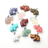 12Pcs Natural Stone Healing Reiki Crystal Pendant Charms Carved Animals DIY