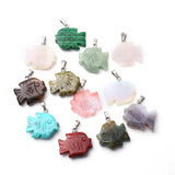 12Pcs Natural Stone Healing Reiki Crystal Pendant Charms Carved Animals DIY