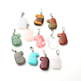 12Pcs Natural Stone Healing Reiki Crystal Pendant Charms Carved Animals DIY