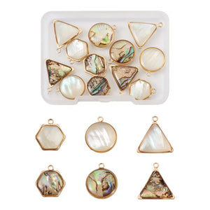 12Pcs Natural Shell Pendant Set for DIY Jewelry Making