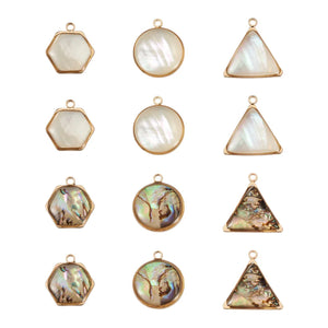 12Pcs Natural Shell Pendant Set for DIY Jewelry Making