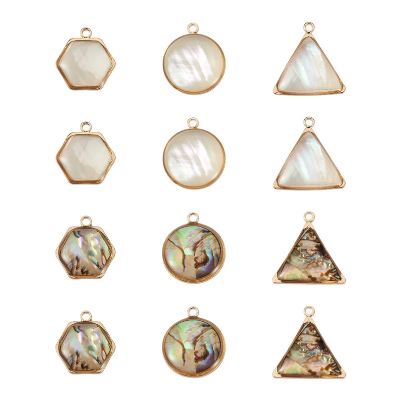 12Pcs Natural Shell Pendant Set for DIY Jewelry Making