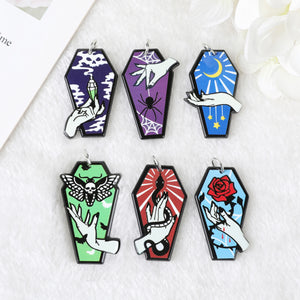 12Pcs Pastel Goth Halloween Charms Coffin Acrylic Jewlery Findings