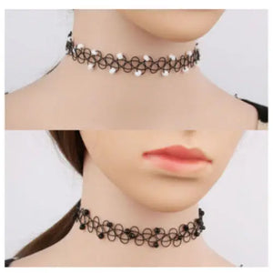 12Pcs Vintage Gothic Lace Choker Collar Punk Tattoo Necklace