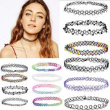 12Pcs Vintage Gothic Lace Choker Collar Punk Tattoo Necklace
