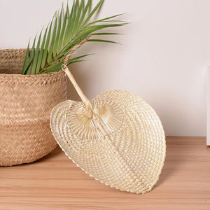 12Pcs Heart Bamboo Woven Fan Wedding Hand Fans