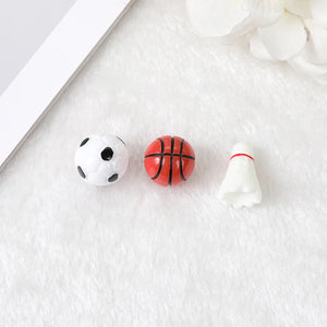 12Pcs Resin 3D Basketball Football Badminton Charms DIY Scrapbooking