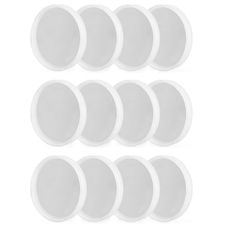 12Pcs Round Coaster Resin Molds DIY Cup Mat Silicone Mould