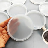 12Pcs Round Coaster Resin Molds DIY Cup Mat Silicone Mould