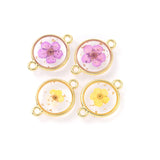 12Pcs Round Epoxy Dried Flower Resin Charms for Jewelry Making